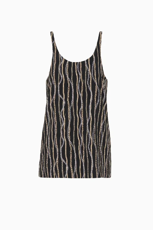 Men's Jeans with an Elastic Waistband for Ultimate ComfortChloé Chain Print Silk Tank Top - Black