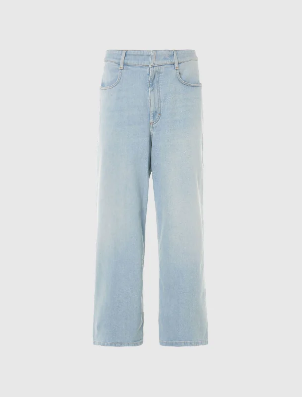 Men's Jeans with a Frayed Hem for a Casual and Effortless StyleWIDE DENIM PANTS
