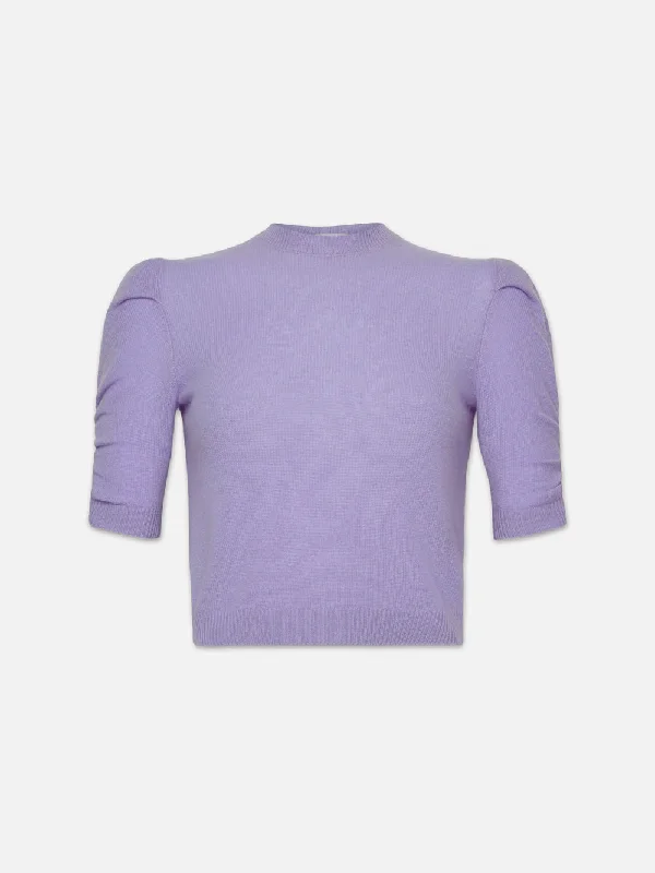 Men's Colored Jeans in Burgundy for a Bold and Fashion - Forward LookRuched Sleeve Cashmere Sweater -- Lilac