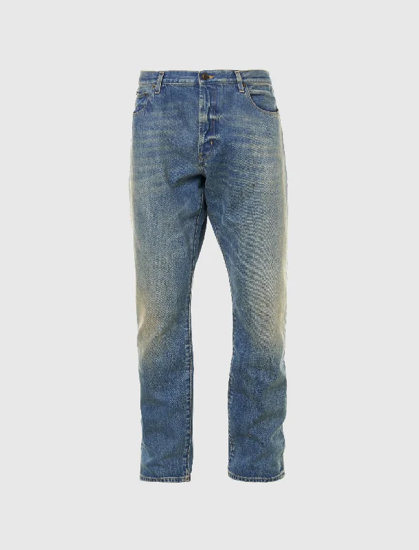 Plus Size Men's Relaxed Fit Jeans with a Faded Wash for a Vintage - Inspired LookRELAXED MID WAIST PANT