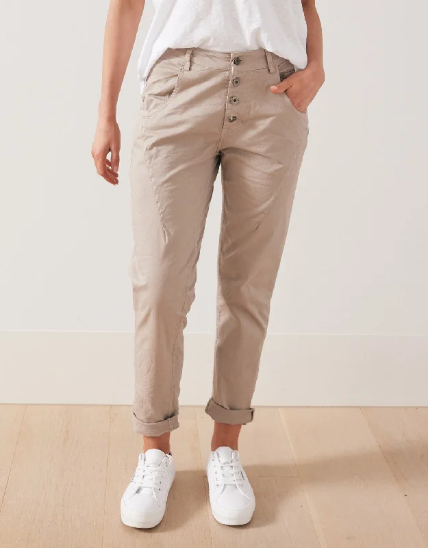 Plus Size Men's Straight Leg Jeans with Reinforced Knees for DurabilitySignature Jersey Denim Pants - Taupe