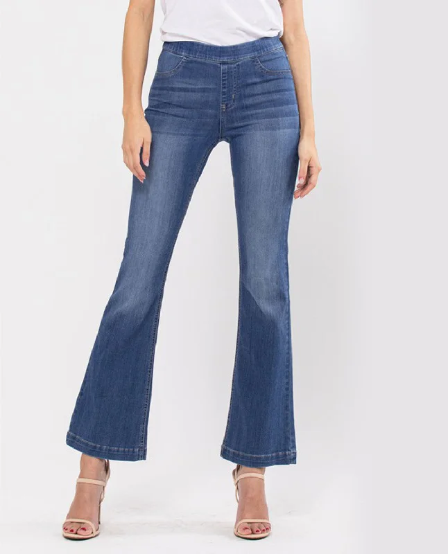 Women's pants with quick - dry fabric Button - fly women jeans with a traditional touch Cello Mid Rise Flare Jegging Women's pants with quick - dry fabric Button - fly women jeans with a traditional touch Cello Mid Rise Flare Jegging