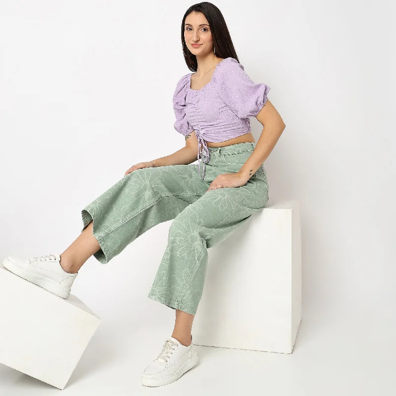 Women's pants for office meetings High - waisted women jeans for a flattering silhouette Flare Fit Laser Print High Rise Jeans Women's pants for office meetings High - waisted women jeans for a flattering silhouette Flare Fit Laser Print High Rise Jeans