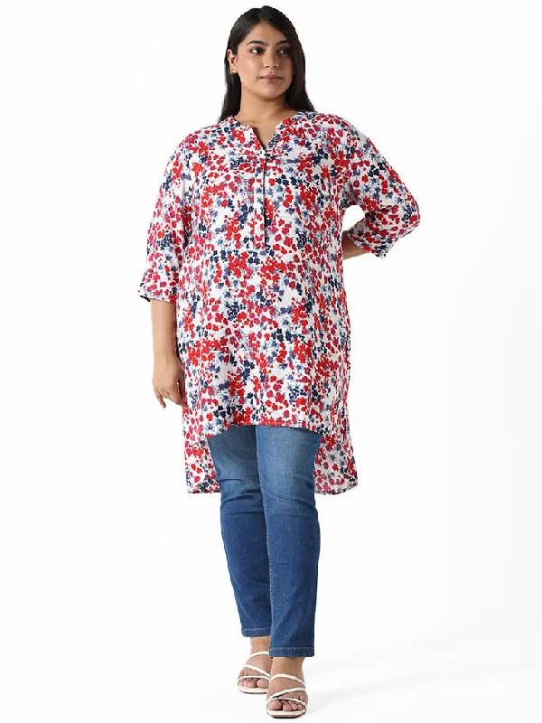 Women's summer - weight linen pants High - waisted women jeans for a flattering silhouette Gia White Multi-coloured Printed Floral Relaxed Fit Blouse Women's summer - weight linen pants High - waisted women jeans for a flattering silhouette Gia White Multi-coloured Printed Floral Relaxed Fit Blouse