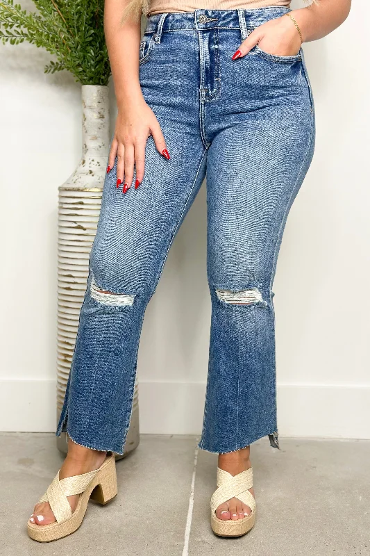 Women's belt - looped work pants Stretch women jeans for enhanced mobility and comfort Vintage Happi Crop Super Fray Flare