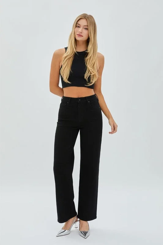 Women's wide - leg dress pants Bootcut women jeans to complement various shoe styles Jet Black lean Stretch Straight Women's wide - leg dress pants Bootcut women jeans to complement various shoe styles Jet Black lean Stretch Straight