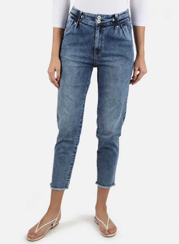 Women's pants with thermal lining Wide - leg women jeans for a modern and relaxed vibe Women Blue Slim Fit Denim Women's pants with thermal lining Wide - leg women jeans for a modern and relaxed vibe Women Blue Slim Fit Denim
