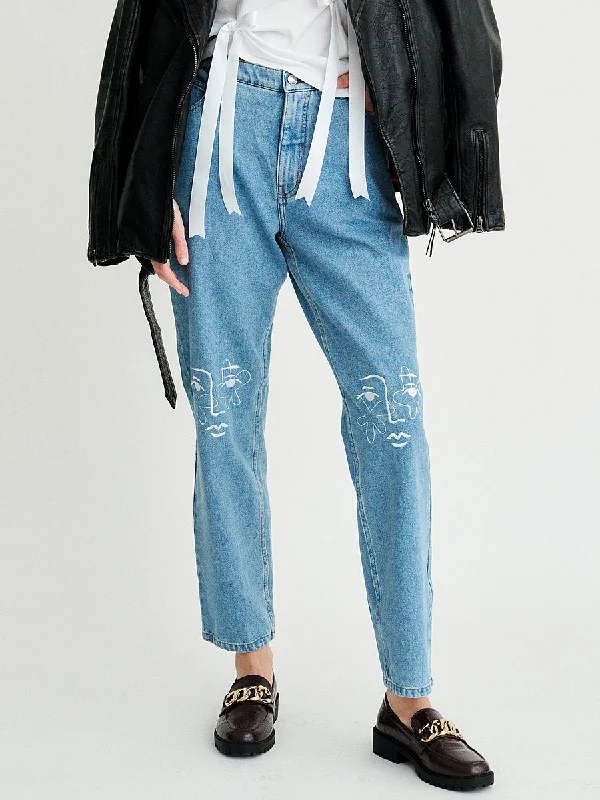 Women's pants for snowboarding Button - fly women jeans with a traditional touch Neo Knee Embroidered Jeans Women's pants for snowboarding Button - fly women jeans with a traditional touch Neo Knee Embroidered Jeans