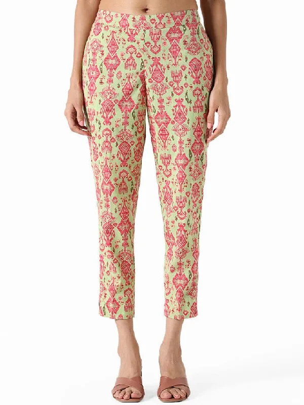 Women's pants for dancing Acid - wash women jeans with a retro finish Utsa Lime Green and Pink Printed Pants Women's pants for dancing Acid - wash women jeans with a retro finish Utsa Lime Green and Pink Printed Pants