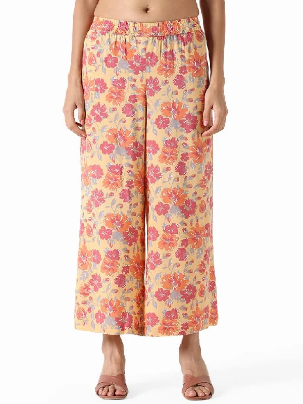 Women's discounted work pants Cargo women jeans with multiple pockets for added functionality Utsa Yellow Multi-coloured Printed Floral Hibiscus Palazzos Women's discounted work pants Cargo women jeans with multiple pockets for added functionality Utsa Yellow Multi-coloured Printed Floral Hibiscus Palazzos