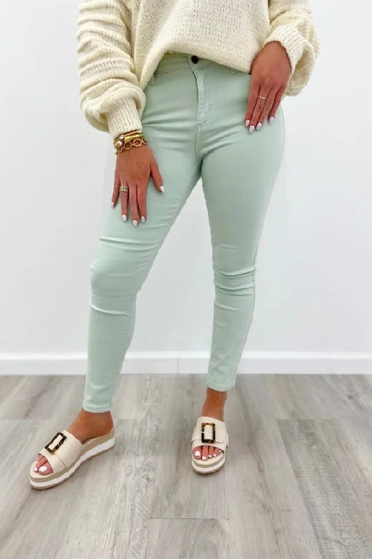 Women's elastic - waist lounge pants Acid - wash women jeans with a retro finish Mint Green Mid Rise Crop Skinny *Final Sale* Women's elastic - waist lounge pants Acid - wash women jeans with a retro finish Mint Green Mid Rise Crop Skinny *Final Sale*