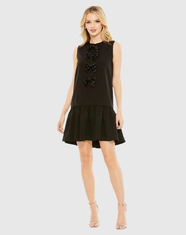 Sheer mini dresses with lace insertsSleeveless Bow Detail Tiered Hem A Line Dress - FINAL SALE Sheer mini dresses with lace insertsSleeveless Bow Detail Tiered Hem A Line Dress - FINAL SALE