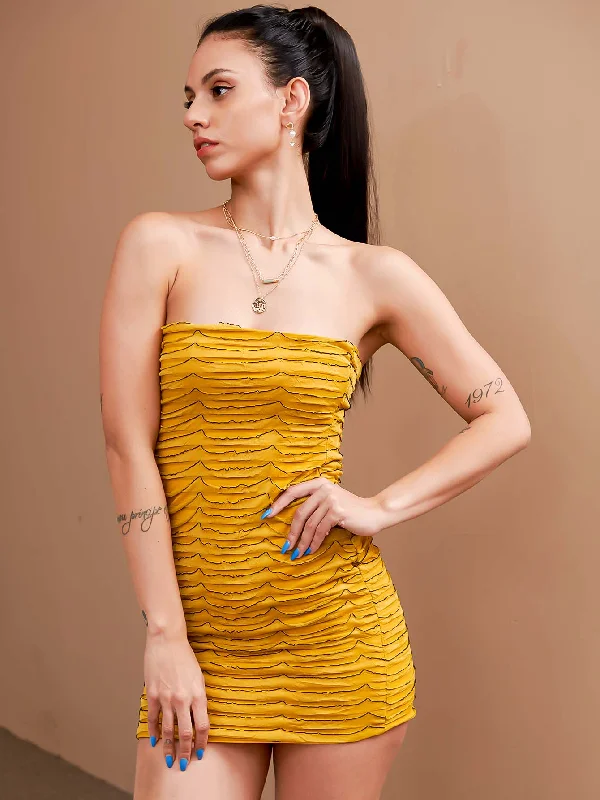 Polyester mini dresses for easy careKittenAlarm - Textured Bodycon Tube Dress