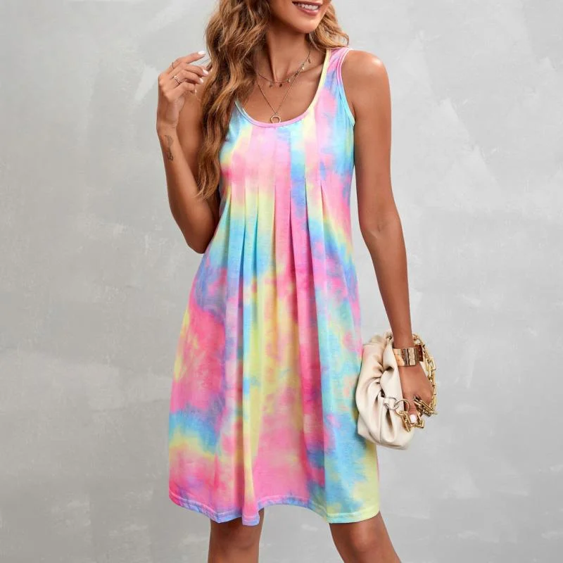 Strapless mini dresses for a beach vacationCasual Gradient Sleeveless Dress