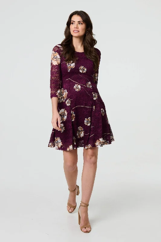 Linen mini dresses for a breathable summer optionFloral 3/4 Sleeve Short Skater Dress Linen mini dresses for a breathable summer optionFloral 3/4 Sleeve Short Skater Dress