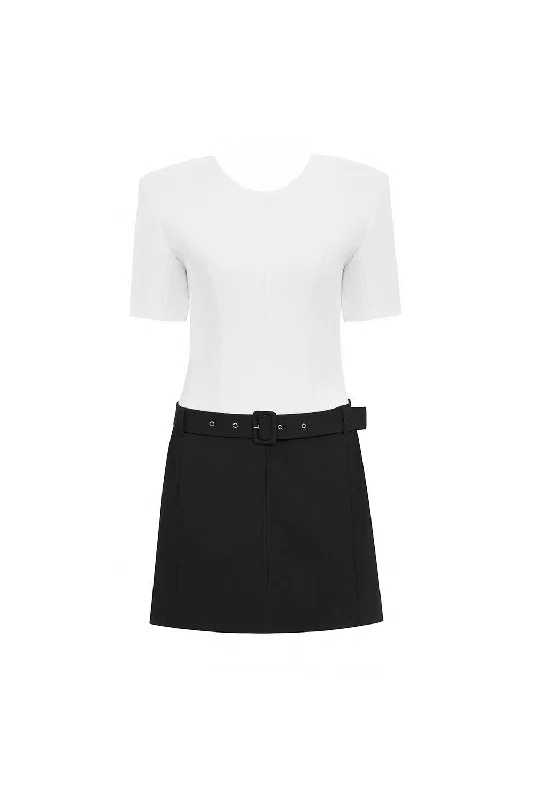 Mini dresses with bow accents for a sweet lookRayne Drop Waist Round Neck Twill Crepe Mini Dress Mini dresses with bow accents for a sweet lookRayne Drop Waist Round Neck Twill Crepe Mini Dress