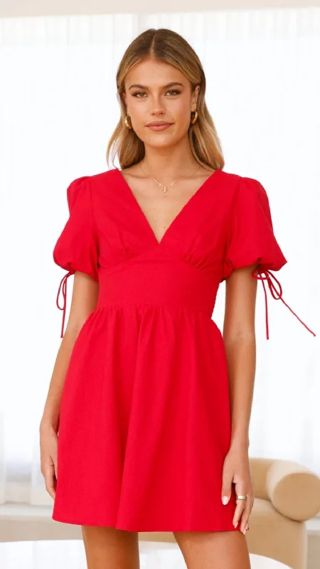 Mini dresses with asymmetric hems for a fashion - forward lookVerve Mini Dress - Red Mini dresses with asymmetric hems for a fashion - forward lookVerve Mini Dress - Red