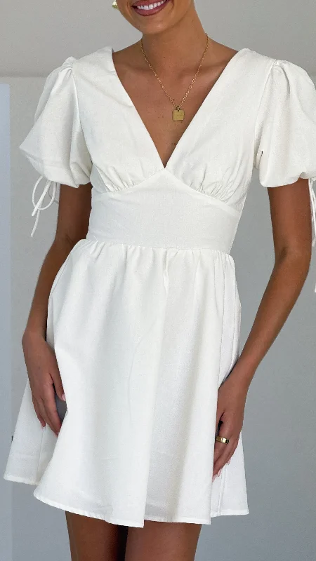 Mini dresses with tiered skirts for added volumeVerve Mini Dress - White
