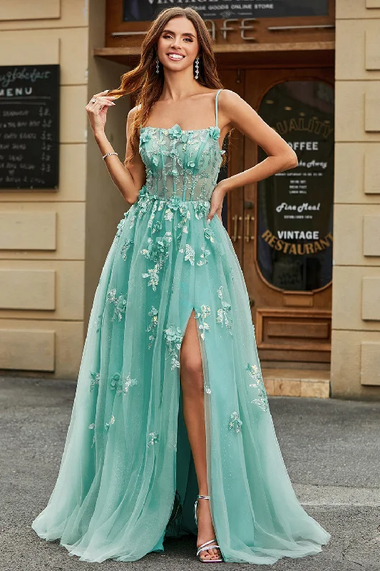 Cocktail dresses with a patchwork pattern and a mid - thigh lengthA-Line Green Tulle Corset Prom Dress with Appliques Cocktail dresses with a patchwork pattern and a mid - thigh lengthA-Line Green Tulle Corset Prom Dress with Appliques
