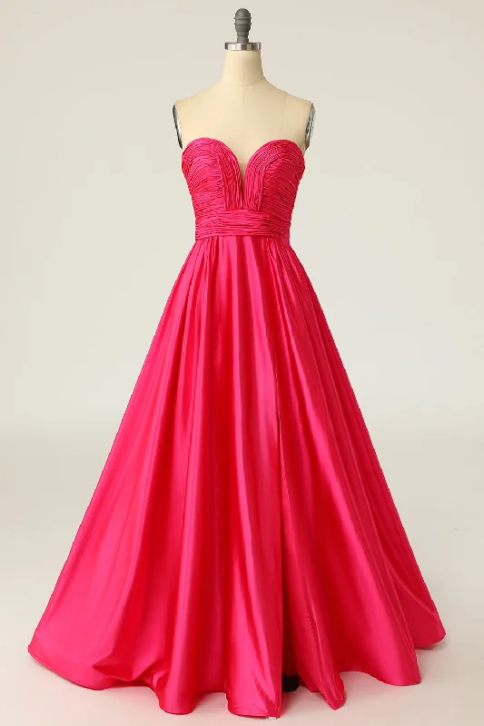 Cocktail dresses with a ruched bodice and spaghetti strapsA Line Sweetheart Fuchsia Long Prom Dress with Ruched Cocktail dresses with a ruched bodice and spaghetti strapsA Line Sweetheart Fuchsia Long Prom Dress with Ruched