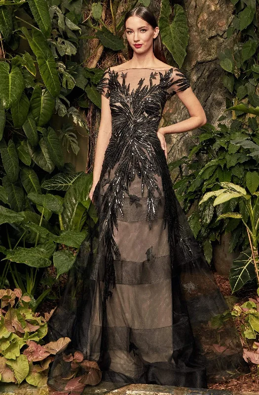 Wedding guest dresses with fringe accents for a bohemian - inspired weddingAlexander by Daymor - 961 Cap Sleeve Sequin-Ornate Embroidered Gown Wedding guest dresses with fringe accents for a bohemian - inspired weddingAlexander by Daymor - 961 Cap Sleeve Sequin-Ornate Embroidered Gown