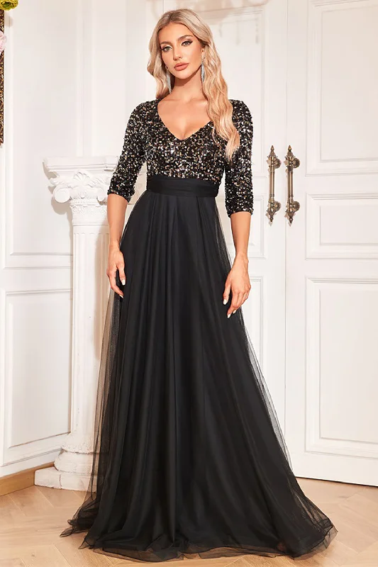 Mini cocktail dresses with a cold - shoulder ruffled sleeveBlack A-Line V Neck Short Sleeves Sequins Prom Dress Mini cocktail dresses with a cold - shoulder ruffled sleeveBlack A-Line V Neck Short Sleeves Sequins Prom Dress