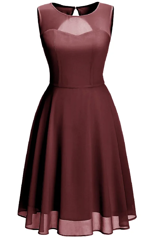 Sleeveless cocktail dresses in a silk - blend fabric for a luxurious feelBurgundy Vintage Dress with Keyhole Sleeveless cocktail dresses in a silk - blend fabric for a luxurious feelBurgundy Vintage Dress with Keyhole