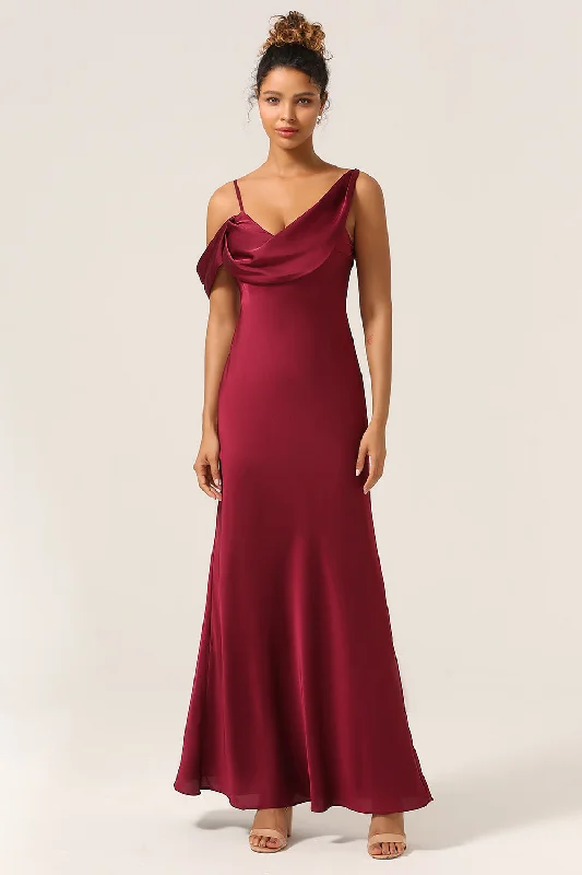 Wedding guest dresses with patchwork designs for a unique lookCharming Mermaid One Shoulder Cabemet Long Bridesmaid Dress Wedding guest dresses with patchwork designs for a unique lookCharming Mermaid One Shoulder Cabemet Long Bridesmaid Dress