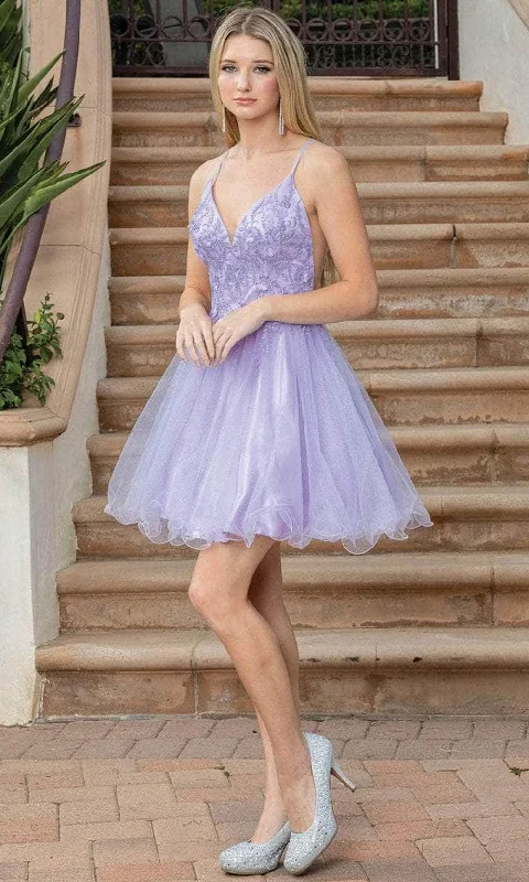 Cocktail dresses with a patchwork pattern and a mid - thigh lengthDancing Queen 3316 - Applique V-Neck Tulle Cocktail Dress Cocktail dresses with a patchwork pattern and a mid - thigh lengthDancing Queen 3316 - Applique V-Neck Tulle Cocktail Dress