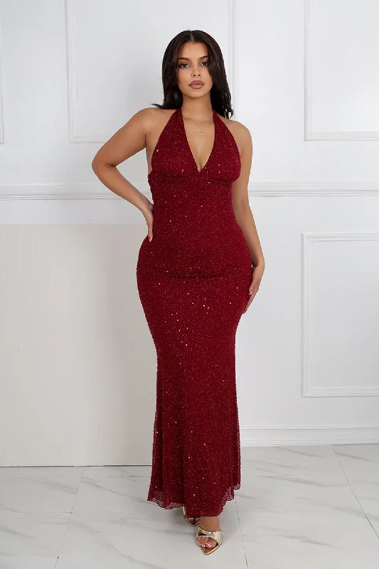 Geometric - printed cocktail dresses with a long - sleeve optionDavina Mesh Beaded Mermaid Maxi Dress Geometric - printed cocktail dresses with a long - sleeve optionDavina Mesh Beaded Mermaid Maxi Dress