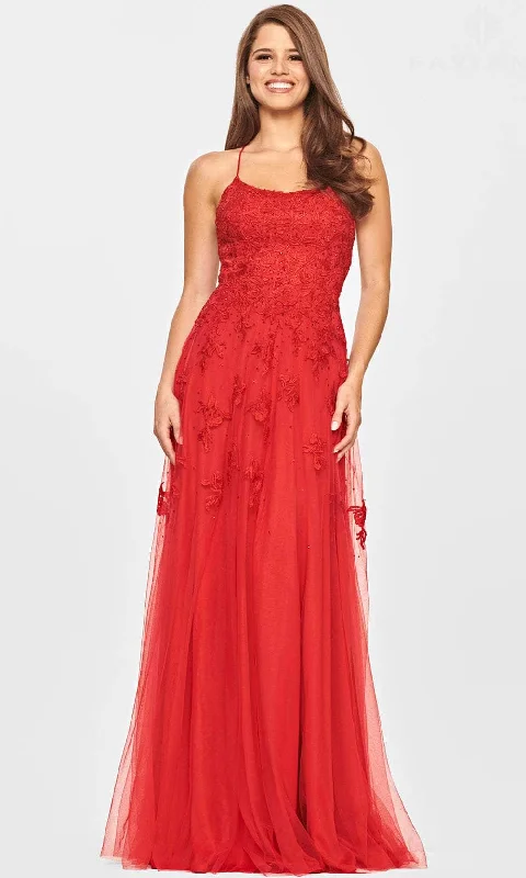 Wedding guest dresses with abstract prints and long trainsFaviana S10823 - Laced Scoop Evening Dress Wedding guest dresses with abstract prints and long trainsFaviana S10823 - Laced Scoop Evening Dress