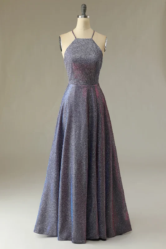 Lace - trimmed cocktail dresses in a pastel color for a soft appearanceGlitter Purple Long Prom Dress Lace - trimmed cocktail dresses in a pastel color for a soft appearanceGlitter Purple Long Prom Dress