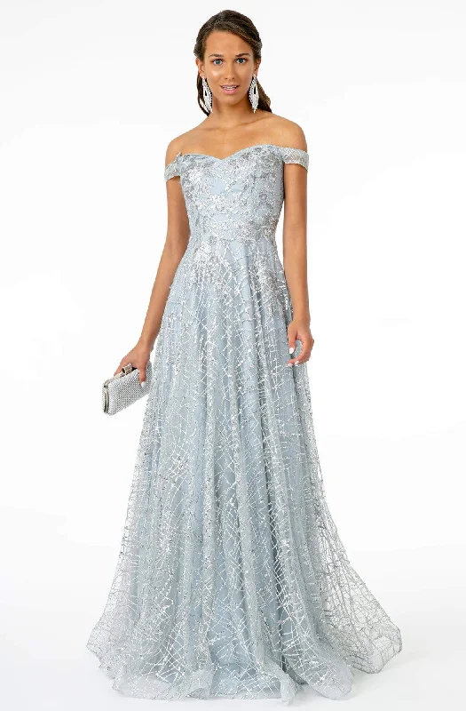 GLS by Gloria - GL2887 Floral Embroidered Glitter Mesh Gown