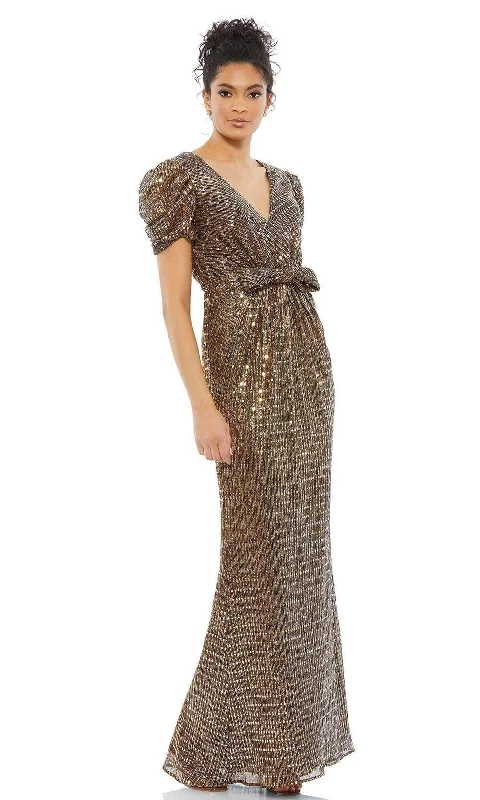 Wedding guest dresses with button - down fronts and A - line silhouettesIeena Duggal - 26661 Vintage Puff Sleeve Long Mother of the Groom Gown Wedding guest dresses with button - down fronts and A - line silhouettesIeena Duggal - 26661 Vintage Puff Sleeve Long Mother of the Groom Gown