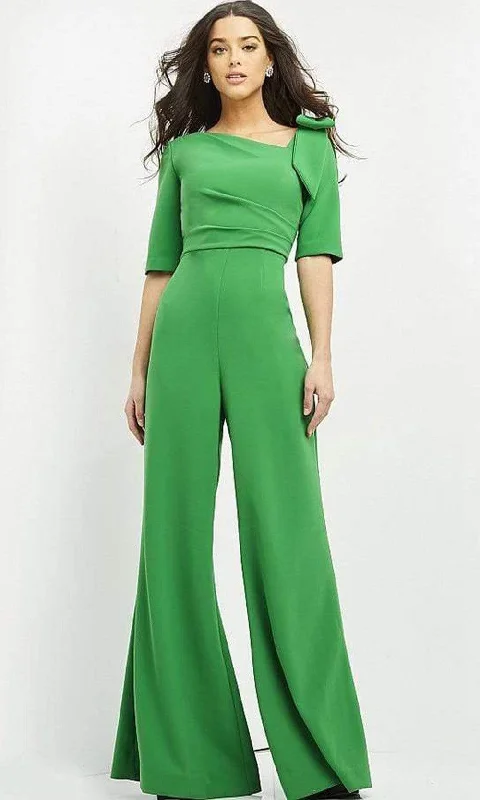 Wedding guest dresses with gathered skirts and V - necklinesJovani - 04284 Bow Shoulder Asymmetric Jumpsuit Wedding guest dresses with gathered skirts and V - necklinesJovani - 04284 Bow Shoulder Asymmetric Jumpsuit