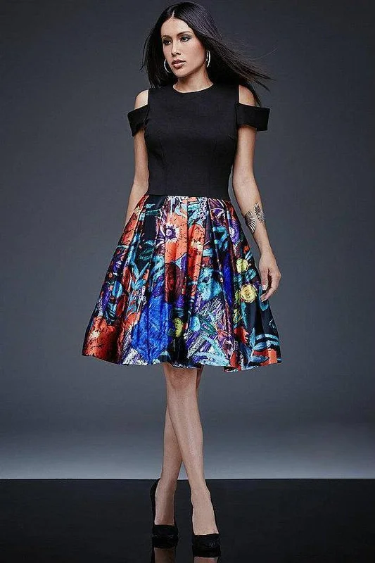 A - line cocktail dresses with floral embroidery for spring partiesJovani M504 Fit and Flare Short Dress A - line cocktail dresses with floral embroidery for spring partiesJovani M504 Fit and Flare Short Dress