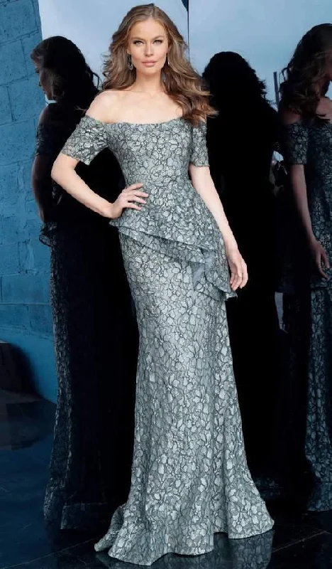 Bodycon dress with a lace - up front​Jovani 61522 Long Off Shoulder Prom Dress