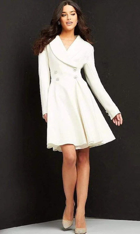Long - cocktail dresses with a slit and a fitted bodiceJovani - M04302 Long Sleeve Collared Wrap Style Dress Long - cocktail dresses with a slit and a fitted bodiceJovani - M04302 Long Sleeve Collared Wrap Style Dress
