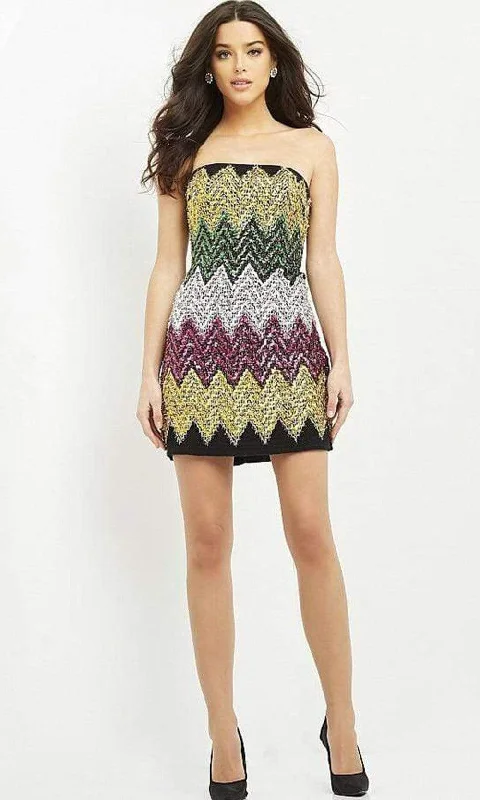 Little black cocktail dresses with lace detailingJovani - M05036 Zigzag Embellished Colorful Dress Little black cocktail dresses with lace detailingJovani - M05036 Zigzag Embellished Colorful Dress