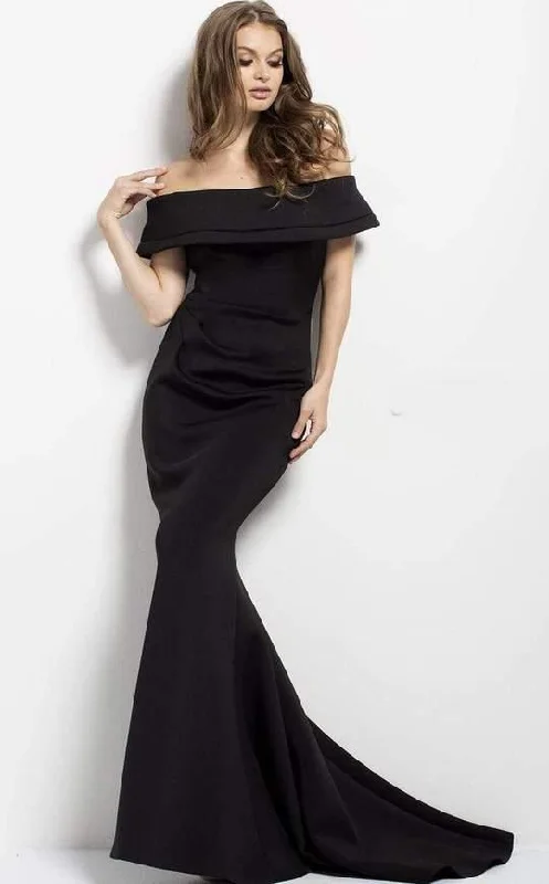 Bodycon dress with a bow accent​Jovani 42756 Off Shoulder Long Dress