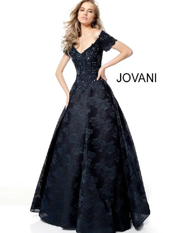 Bodycon dress for a cocktail party​Jovani 50192 Short Sleeve V Neck Long Evening Dress