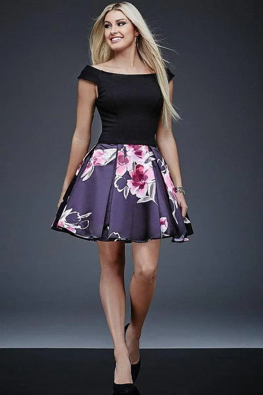 Cocktail dresses with a pleated skirt and a square necklineJovani M444 Off-Shoulder Cocktail Dress Cocktail dresses with a pleated skirt and a square necklineJovani M444 Off-Shoulder Cocktail Dress