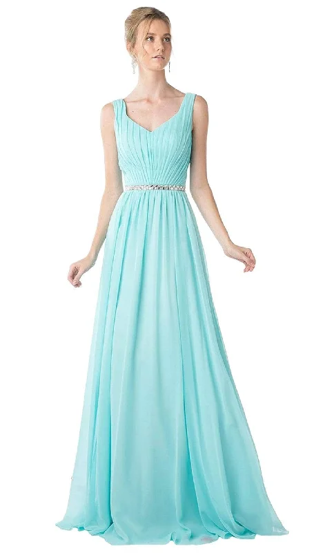 Geometric - printed wedding guest dresses for a modern weddingLadivine W0014 - Pleated V-Neck Bodice A-Line Gown Geometric - printed wedding guest dresses for a modern weddingLadivine W0014 - Pleated V-Neck Bodice A-Line Gown