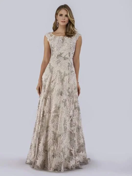 Ribbed - texture wedding guest dresses in neutral colorsLara Dresses Cap Sleeve Long Prom Dress 29766 Ribbed - texture wedding guest dresses in neutral colorsLara Dresses Cap Sleeve Long Prom Dress 29766