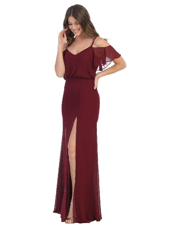 Wrap - style wedding guest dresses with bow accentsLong Bridesmaids Off Shoulder Blouson Dress Sale Wrap - style wedding guest dresses with bow accentsLong Bridesmaids Off Shoulder Blouson Dress Sale
