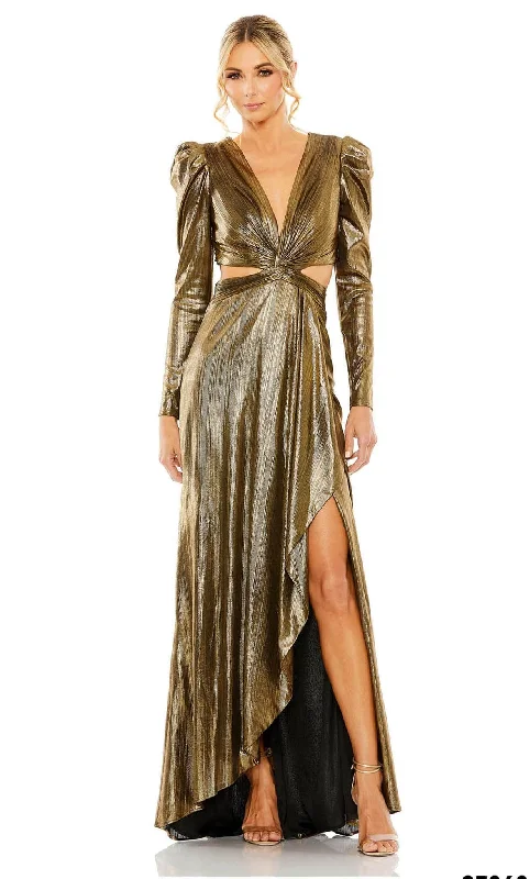 Animal - print wedding guest dresses in subtle colors for a bold statementMac Duggal 27060 - Metallic Cutout Evening Gown Animal - print wedding guest dresses in subtle colors for a bold statementMac Duggal 27060 - Metallic Cutout Evening Gown