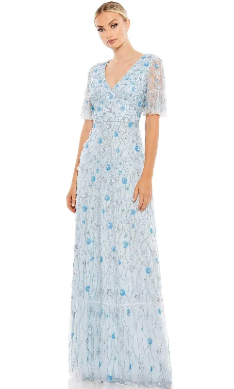 Wedding guest dresses with ruched bodices and spaghetti strapsMac Duggal 35110 - Short Sleeve Floral Embellished Dress Wedding guest dresses with ruched bodices and spaghetti strapsMac Duggal 35110 - Short Sleeve Floral Embellished Dress