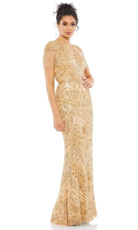 Maxi wedding guest dresses with floral prints for summer weddingsMac Duggal 4715 - Fringe Detailed Cap Sleeve Prom Dress Maxi wedding guest dresses with floral prints for summer weddingsMac Duggal 4715 - Fringe Detailed Cap Sleeve Prom Dress