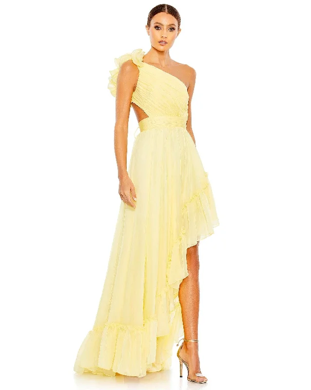 Lace - and - tulle wedding guest dresses with sweetheart necklinesMac Duggal 67989 High Low One Shoulder Prom Gown Lace - and - tulle wedding guest dresses with sweetheart necklinesMac Duggal 67989 High Low One Shoulder Prom Gown