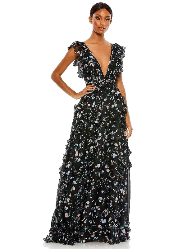 Sheath - style wedding guest dresses with lace overlaysMac Duggal 68090 Long Cap Sleeve Formal Print Gown Sheath - style wedding guest dresses with lace overlaysMac Duggal 68090 Long Cap Sleeve Formal Print Gown